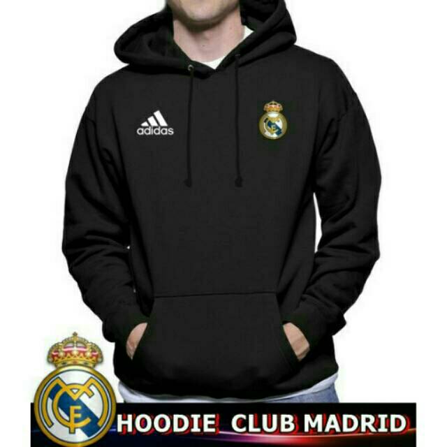 Áo Hoodie Dài Tay In Logo Real Madrid Đen