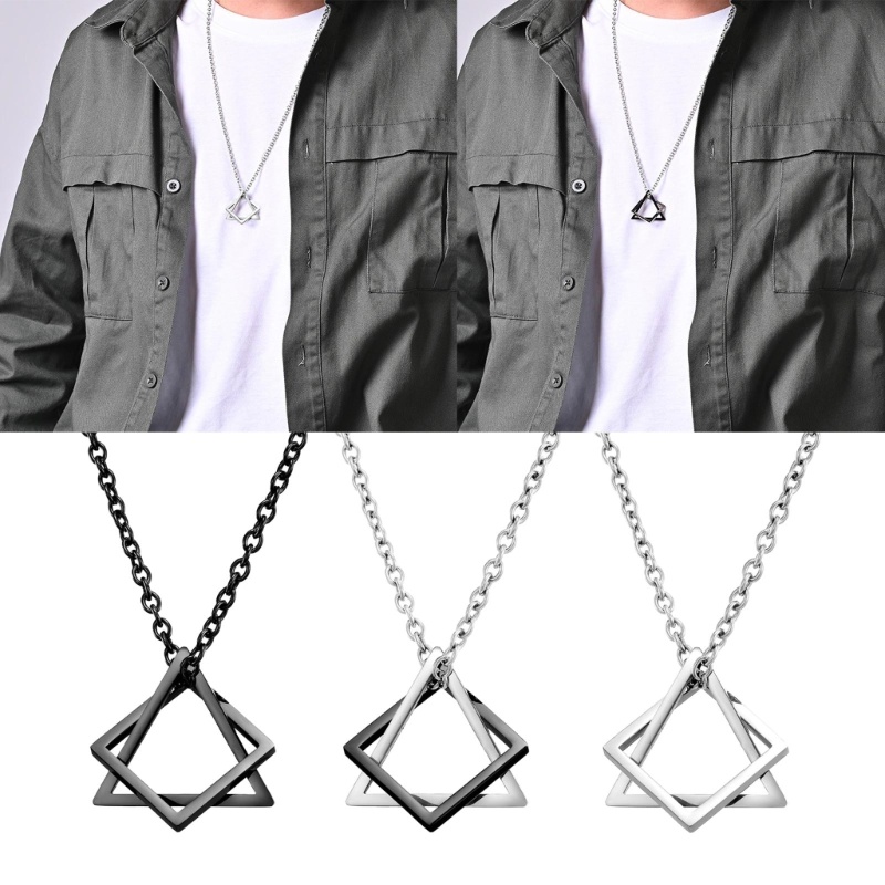 Vòng cổ Mặt Tam Giác / Vuông Phong Cách Hip Hop Thời Trang Cho Nam
