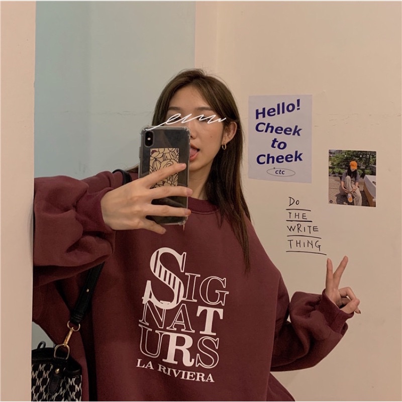 [Ảnh thật/Video] Set nỉ STR oversize,  Bộ đồ mùa đông quần nhung tăm, áo sweater form rộng tay bồng cá tính Ulzzang | BigBuy360 - bigbuy360.vn