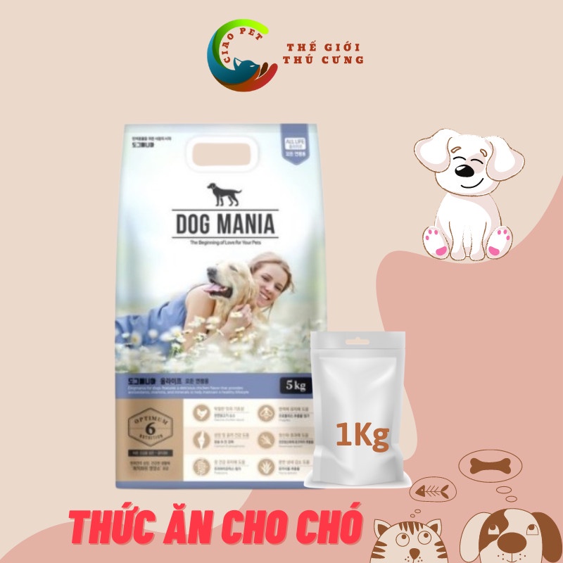 [1kg] THỨC ĂN HẠT CHO CHÓ DOG MANIA (HÀN QUỐC) (Thức Ăn Khô, Thức Ăn Hạt, Cám Chó)