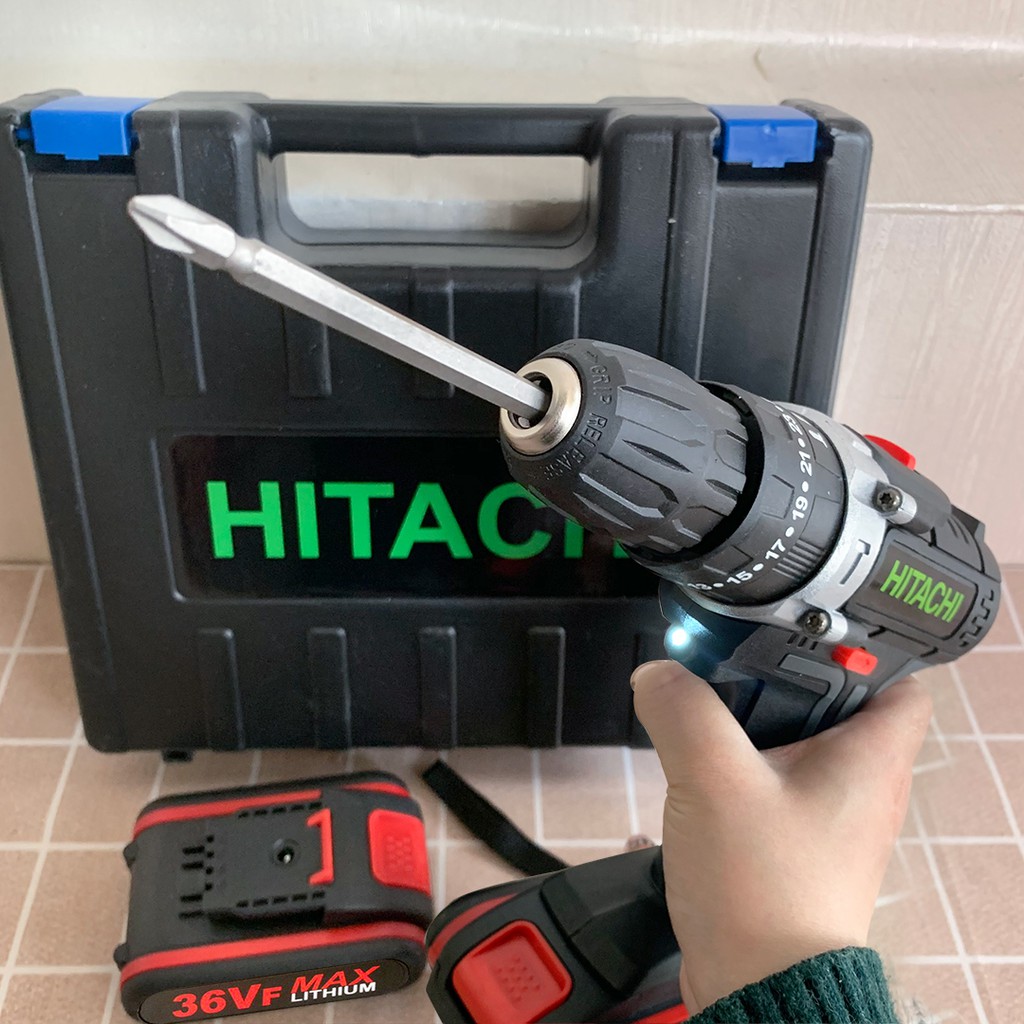 [Tặng bộ 22 chi tiết] Máy Khoan Pin Hitachi 36V 3 Chức Năng - Khoan Bê Tông - Bắt Vít - Hitachi 28V