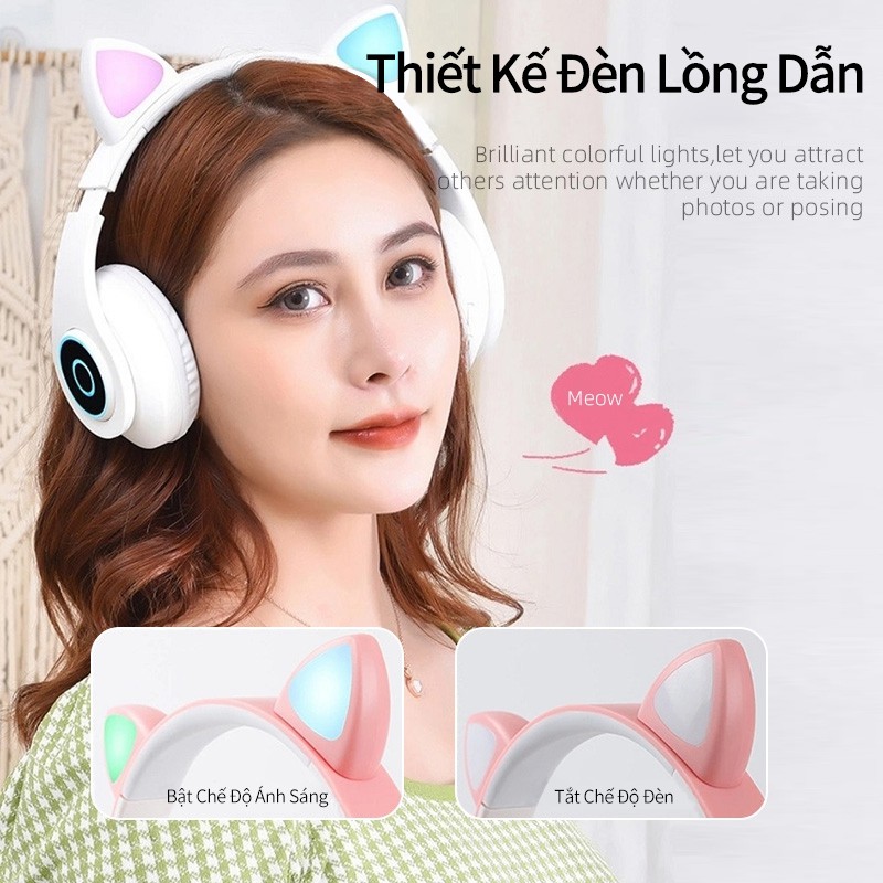 Tai Nghe Chụp Tai Bluetooth 5.0 Không Dây Âm Thanh Sống Động Chất Lượng Cao