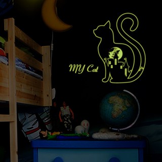 Miếng Dán Tường Dạ Quang Trang Trí Hình Mèo