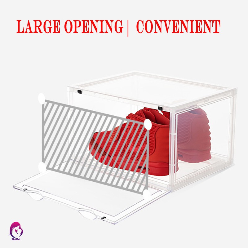 ♦♦ Sneaker Shoe Box Acrylic Sneaker Display Box Shoes Storage Case Organizers Stackable Foldable