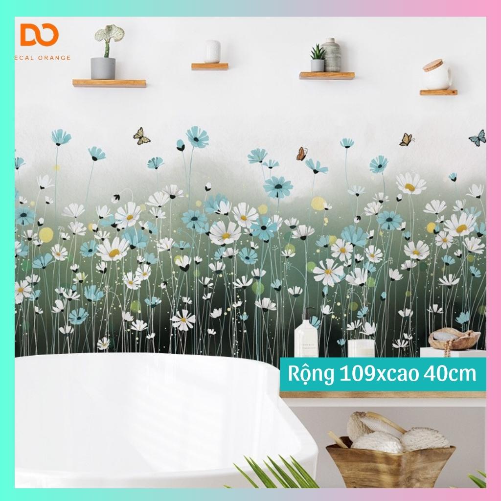 Decal dán chân tường hoa xuyến chi, Giấy dán tường trang trí phòng ngủ, phòng khách
