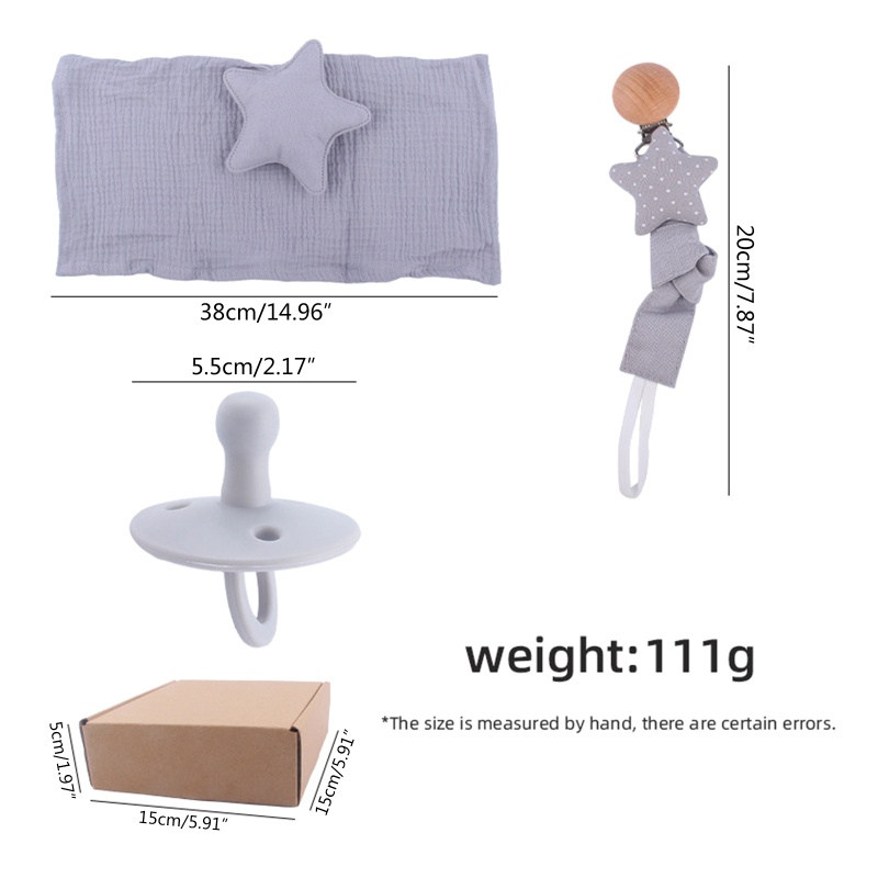 Bộ 3 Khăn Cotton Mềm Mịn Kẹp Núm Vú Giả / Núm Vú Giả Dễ Thương Cho Bé Sơ Sinh