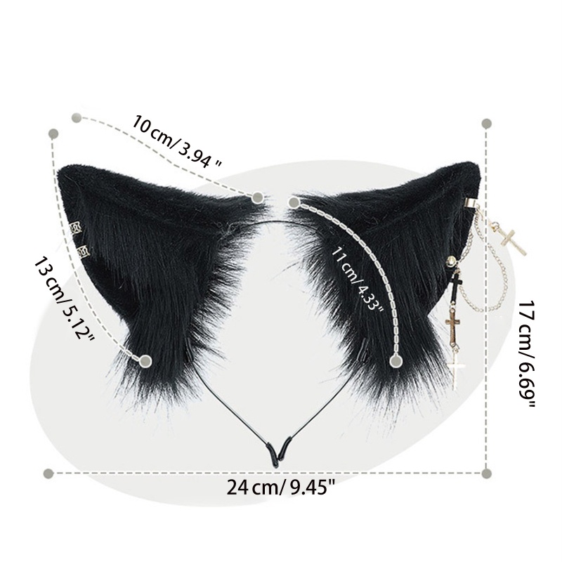 Băng Đô Tai Mèo Bằng Vải Lông Nhân Tạo Phong Cách Lolita Dành Cho Nữ