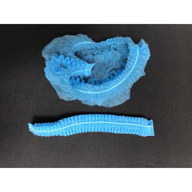 Mũ trùm đầu y tế con sâu bịch 100 cái màu xanh- màu trắng