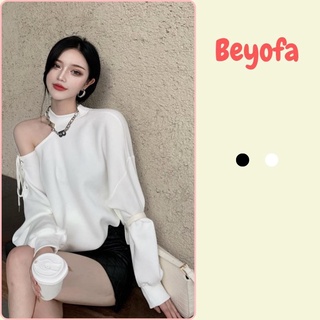 Áo sweater hở vai đan dây dài tay phong cách Hàn Quốc quyến rũ - áo nỉ dây đan khoét trễ vai dáng rộng
