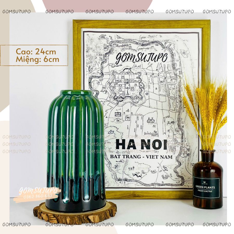 Lọ hoa dáng Lồng Chim , bình hoa decor trang trí gomsutupo, Gốm Sứ TUPO Bát Tràng