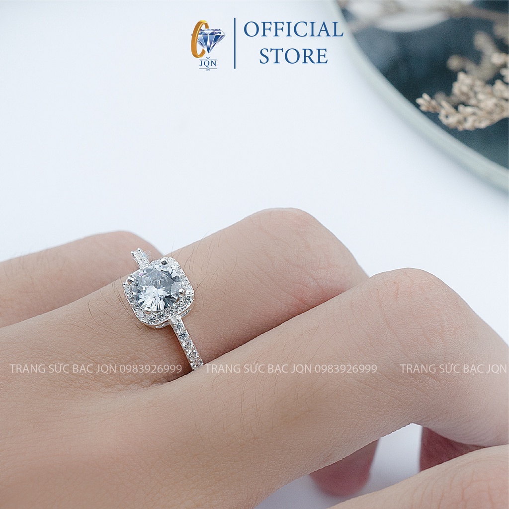 Nhẫn Nữ Bạc JQN N35 mặt đá vuông