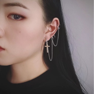 Khuyên tai xích cross/ khuyên tai thập giá unisex/ ynh.accessories