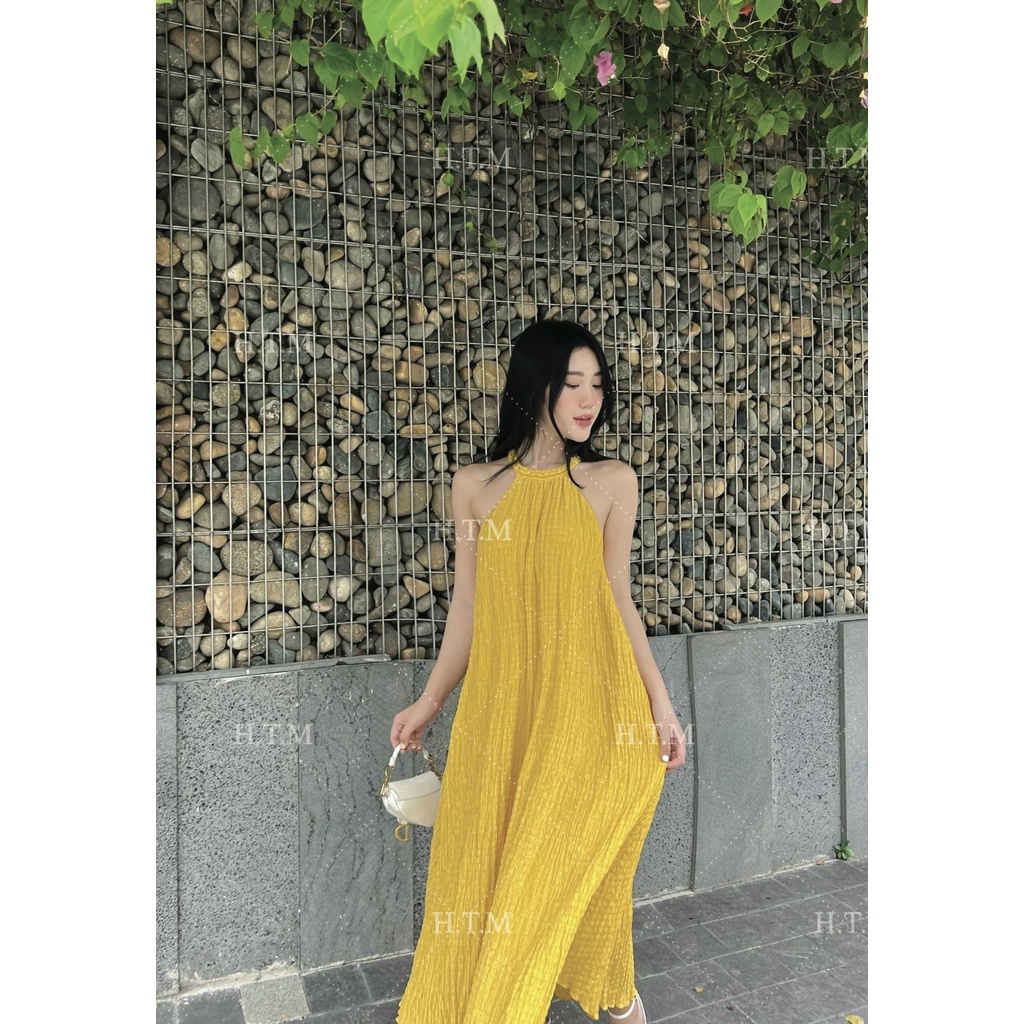 Đầm Maxi Cổ Yếm Chất Xốp Đơn Sắc, Váy Maxi Dự Tiệc Đi Biển 𝙎𝙝𝙤𝙥 𝙓𝙞𝙣𝙝 | BigBuy360 - bigbuy360.vn