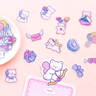 Set 40 miếng sticker PVC gấu tím mộng mơ Meng meng