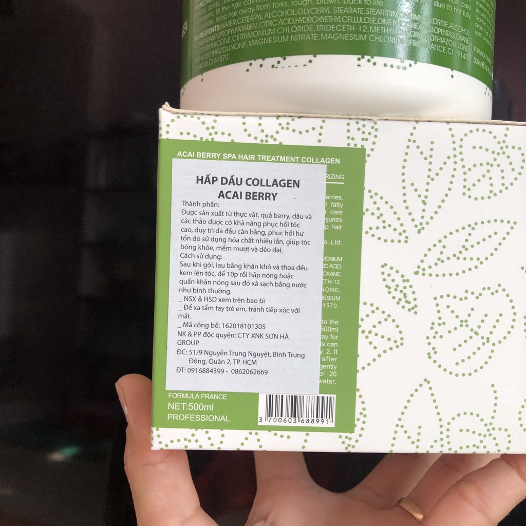 Hấp dầu siêu mềm mượt Collagen Acai Berry 500ml