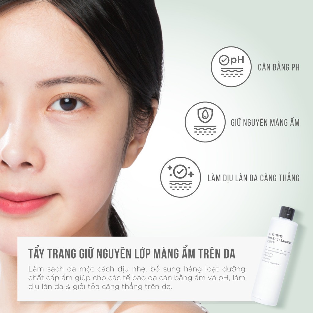 Bộ 5 sản phẩm giảm mụn thâm Caryophy (Tẩy trang 500ml, SRM150ml, Toner300ml, Serum10ml, Kem dưỡng 40ml)