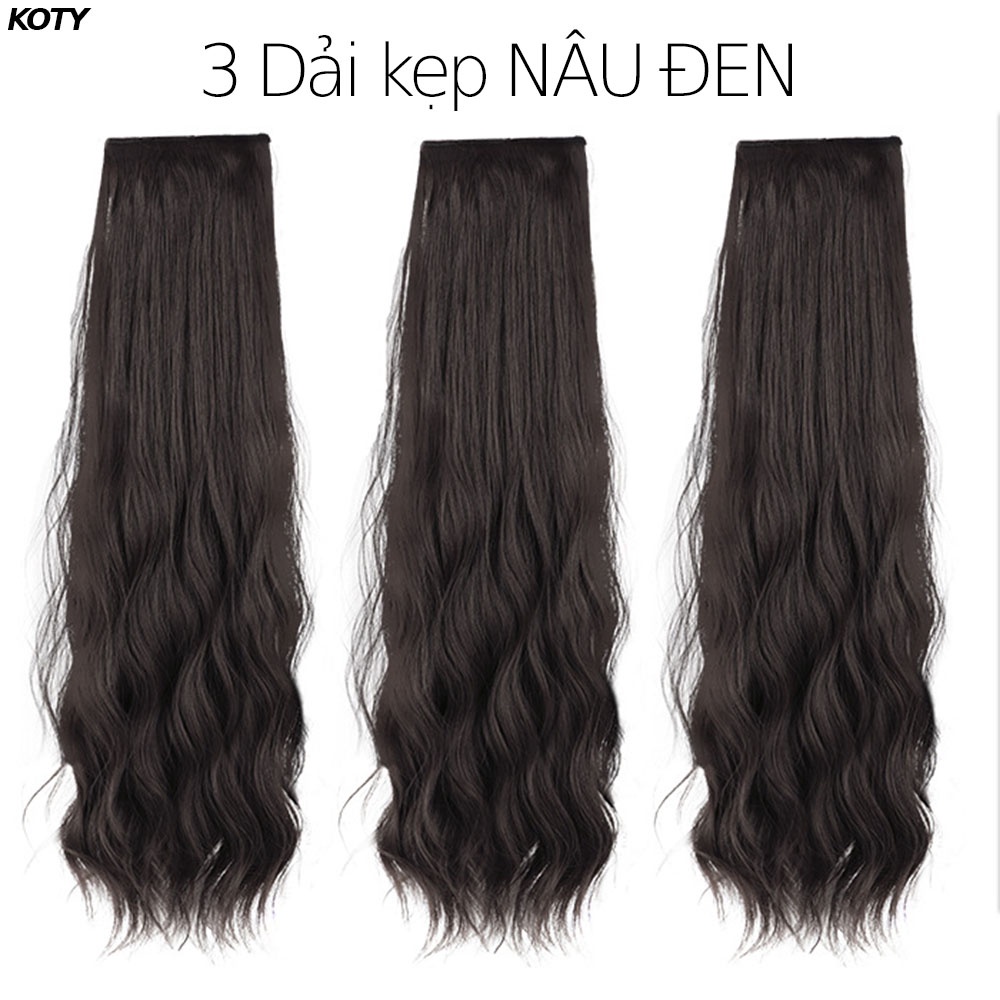 Set 3 tóc giả kẹp xoăn sóng làm dài tóc tự nhiên, tóc giả nửa đầu dài đẹp cho nữ TG13