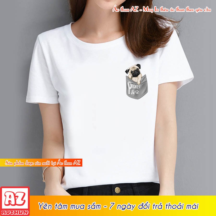 Áo thun Teen Nam Nữ in hình Chó Pug Dog - Form rộng BIGSIZE AZ M1604