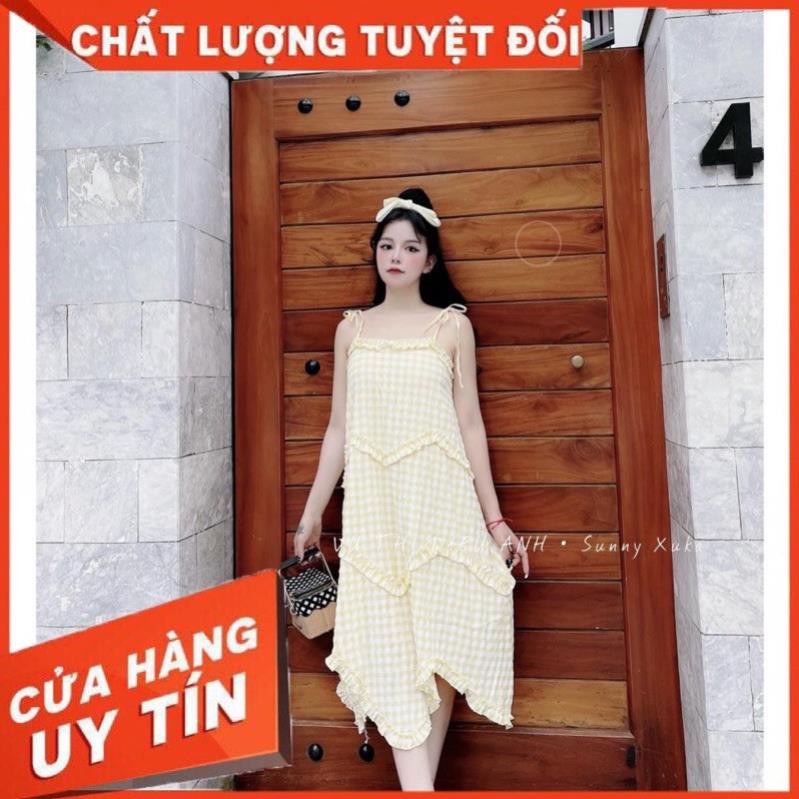 Váy Caro Vàng Bèo Vạt Hot Hit Vai Caro Thô Đũi [ 𝐅𝐑𝐄𝐄 𝐒𝐇𝐈𝐏 ] Vải Qc  Cao Cấp Bao Đẹp Chạy Bèo Chuẩn Mẫu Mặc Nhá