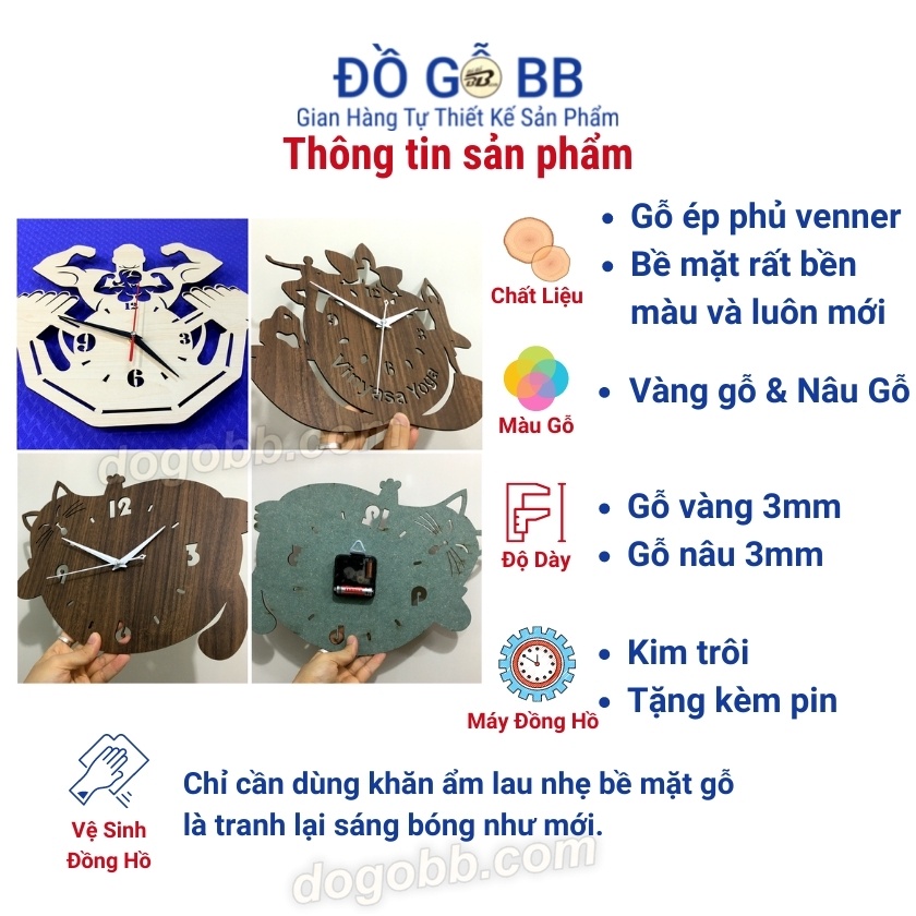 18x42cm Đồng Hồ Treo Tường Hình Mèo Giá Rẻ Phim Hoạt Hình Disney Cho Trẻ Em Decor Bằng Gỗ Trang Trí -Đồ Gỗ BB