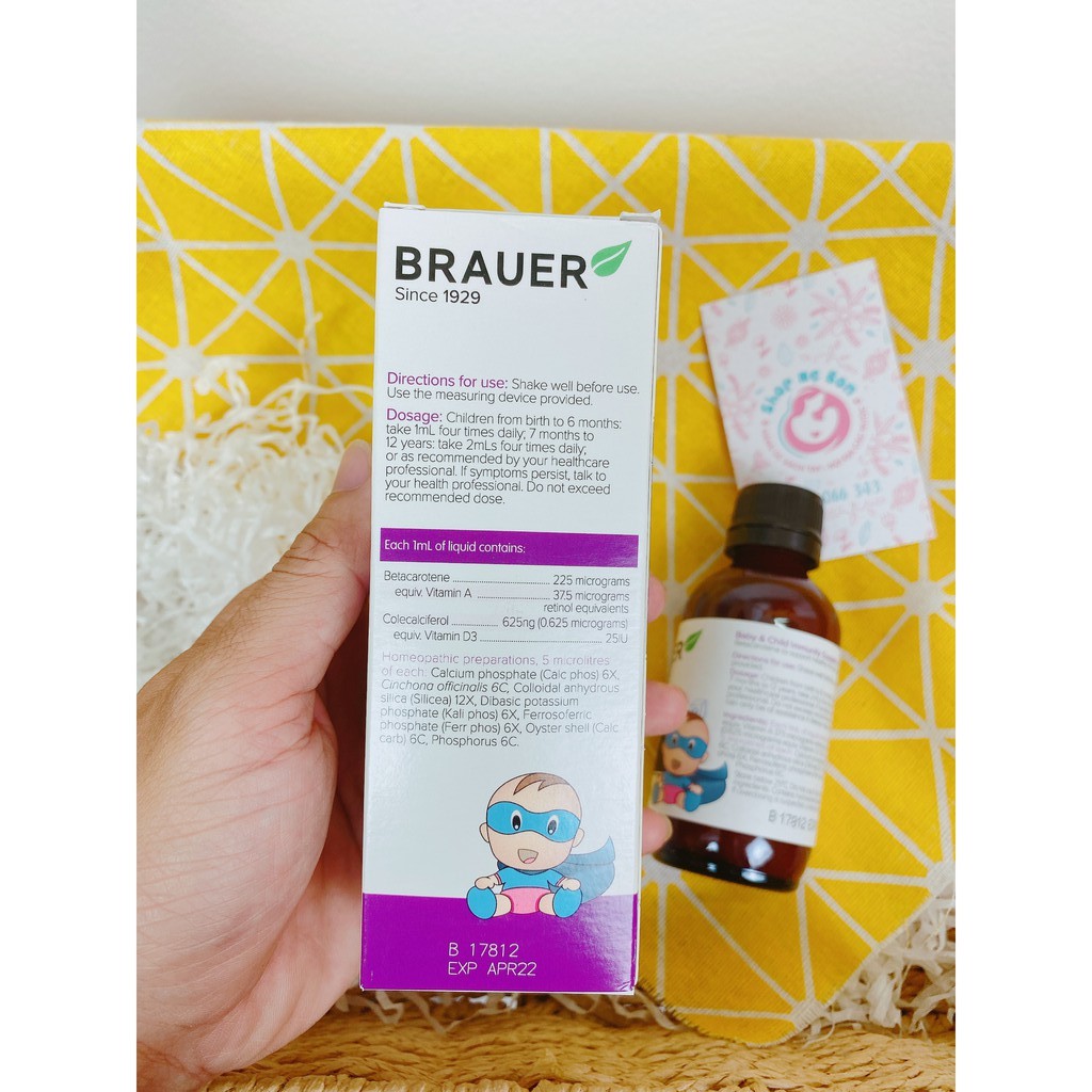 [Có Tem Chemist] Siro Tăng Đề Kháng Brauer Immunity 100ml - Xuất xứ Úc Chính Hãng