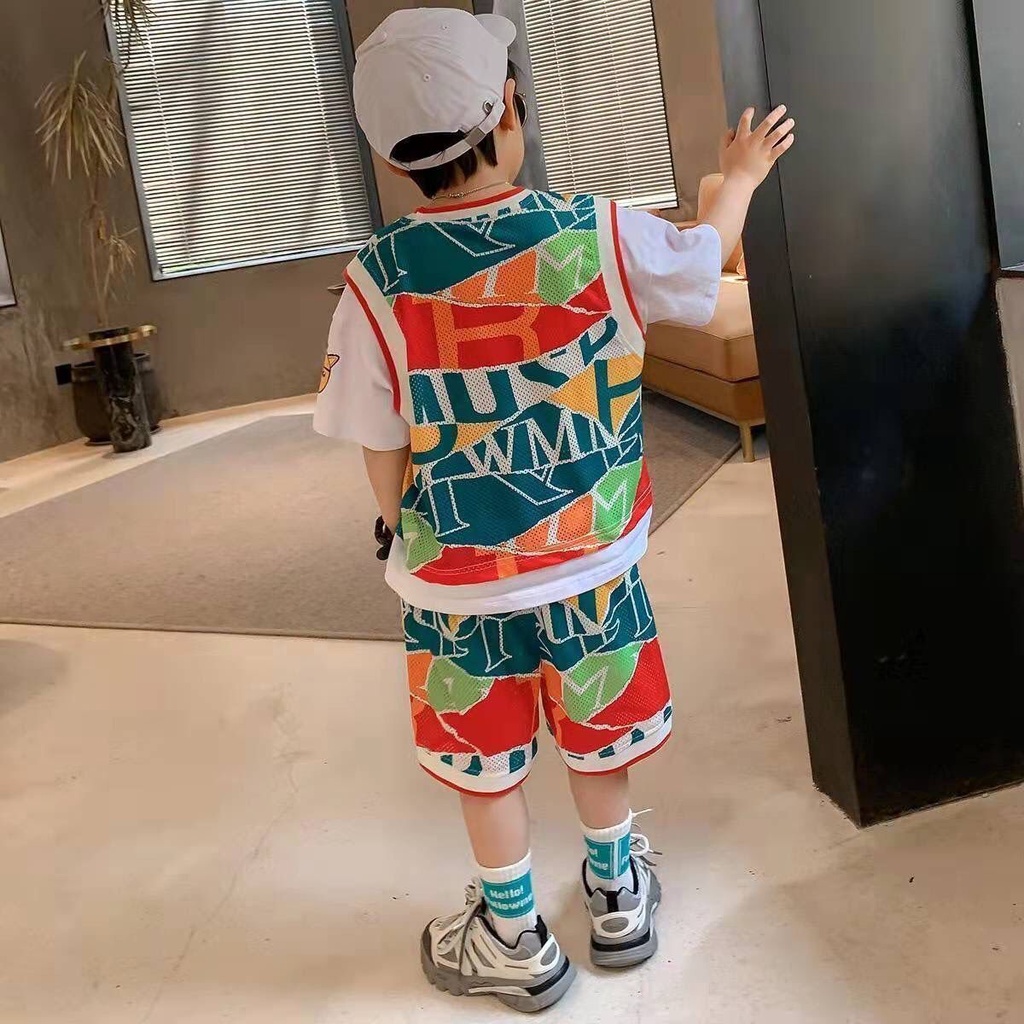 Bộ Đồ Đi Biển Giả Hai Mảnh Thoáng Khí Mau Khô Phong Cách Phương Tây Thời Trang Mùa Hè Hàng Mới Dành Cho Bé Trai Clo