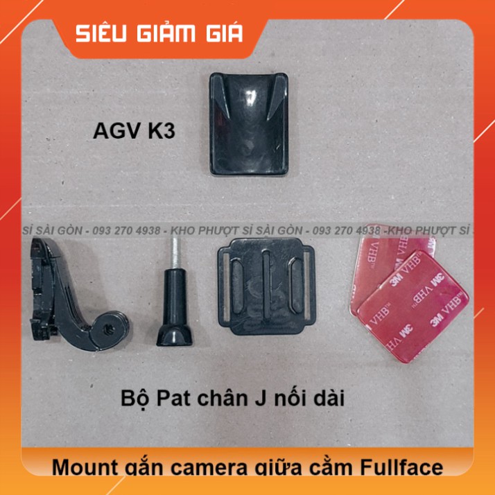 KHO SG-  Bộ Pass Mount gắn camera giữa cằm mũ nón bảo hiểm AGV K3 tặng kèm keo 3M Pat dán camera vào cằm mũ AGV