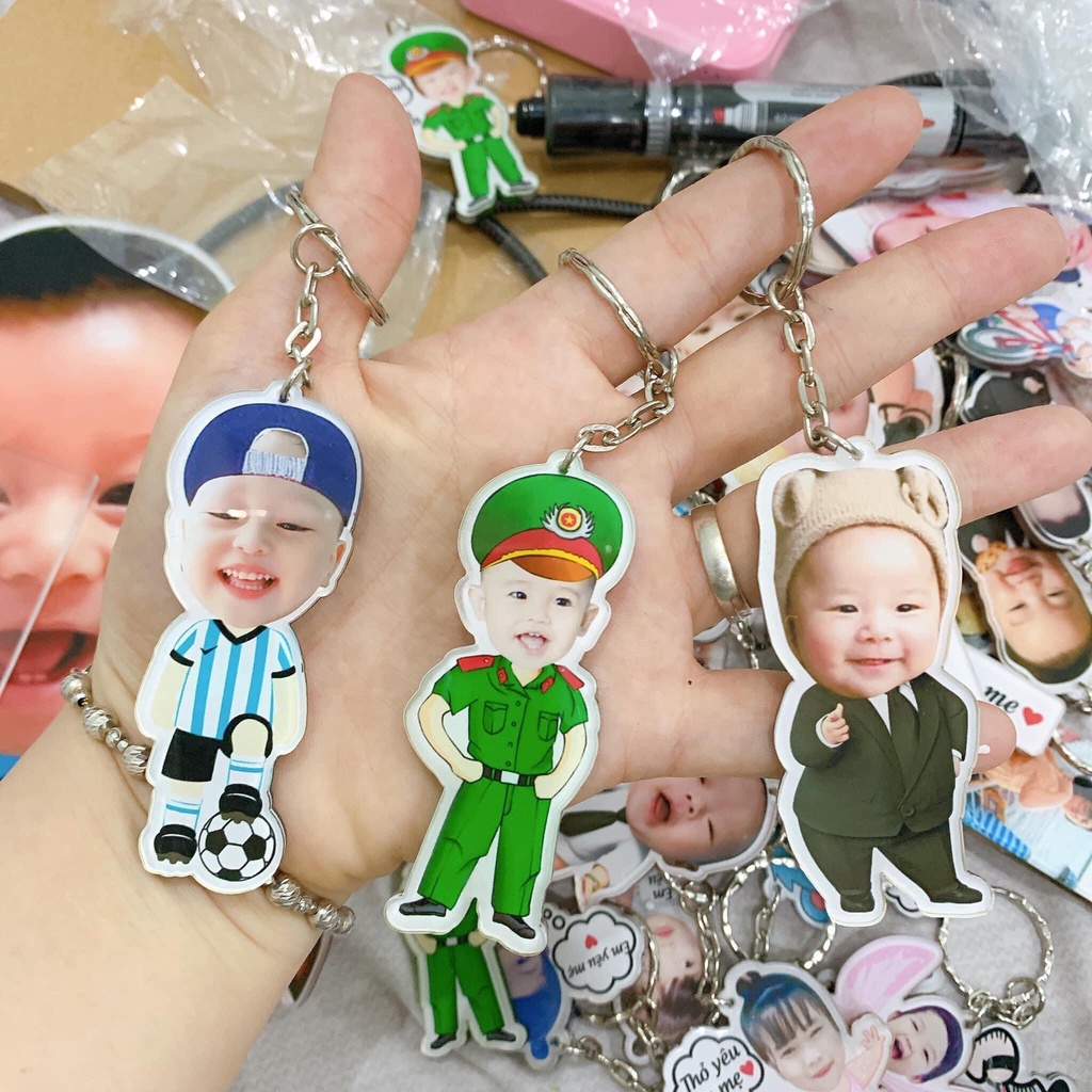 Móc khóa chibi cắt siêu cute in ảnh theo yêu cầu