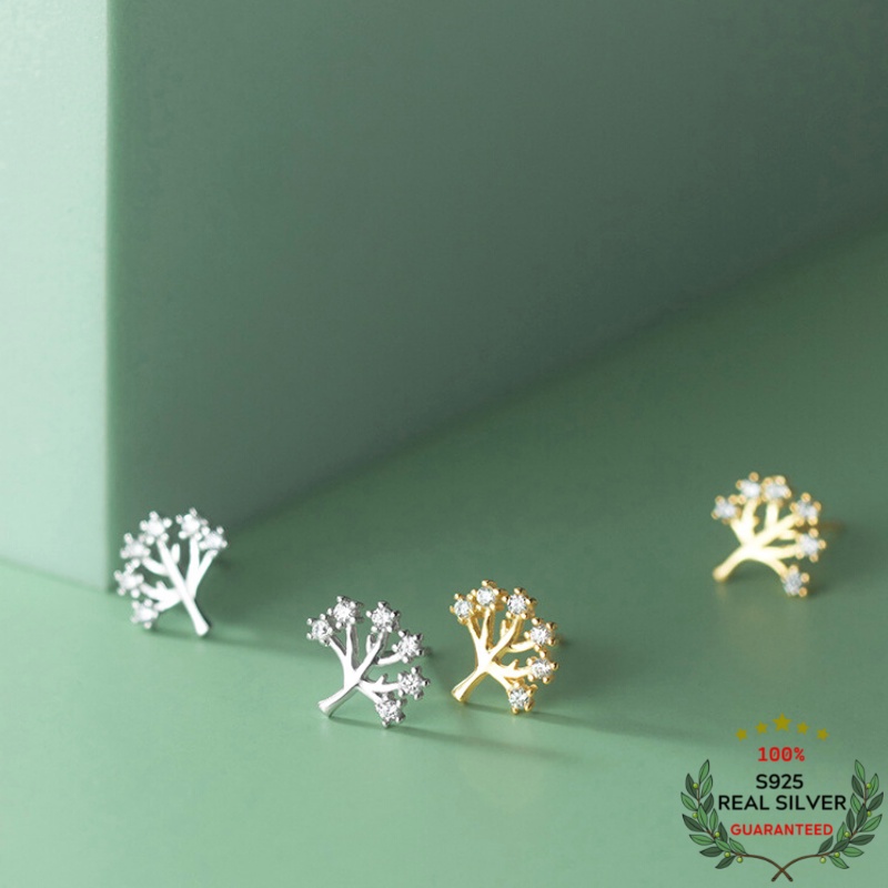 Bông Tai Bạc S925 Cây Sự Sống Tree of Life Xinh Xắn | Khuyên Tai Nữ Trang Sức Bạc Thời Trang