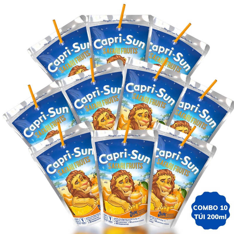 {Combo 10 túi} Nước trái cây Capri Sun vị Safari tổng hợp 200ml - hàng nhập khẩu Đức chính hãng