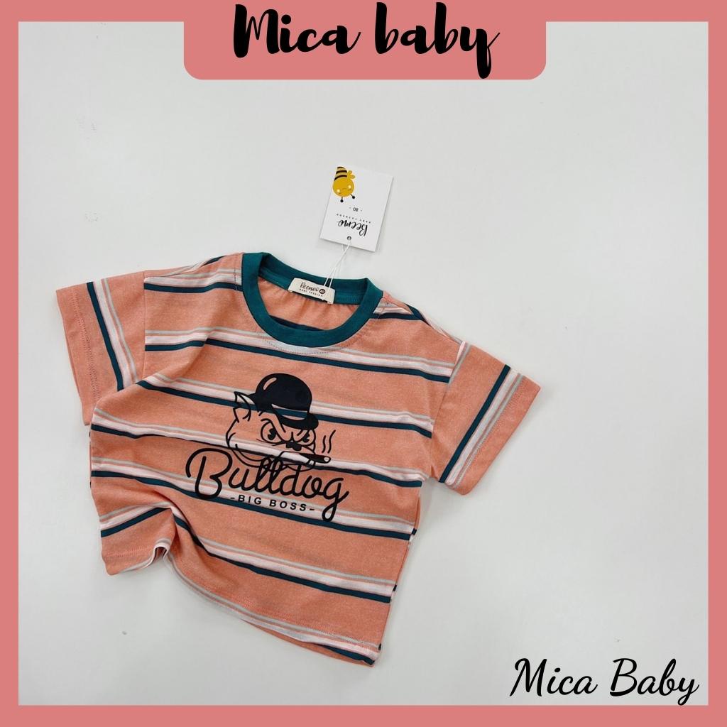 Đồ bộ cotton cho bé kẻ ngang hình bulldog có túi quần cho bé Mica baby QA18