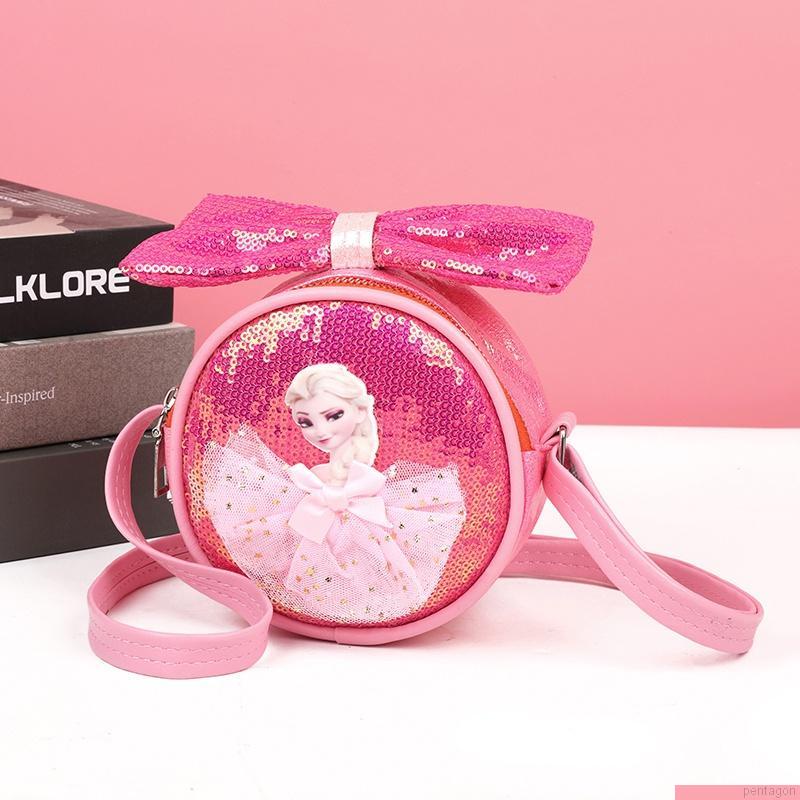 Túi đeo chéo hình công chúa Elsa đính kim sa có dây đeo điều chỉnh được dành cho bé gái