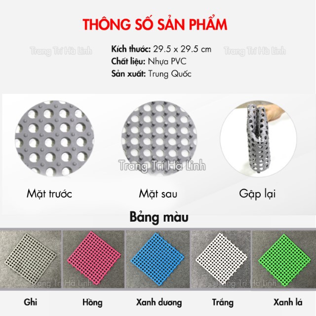 Thảm chống trơn trượt nhà tắm hàng loại 1 nhựa lỗ ghép lót sàn kháng khuẩn an toàn