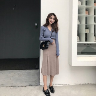 [ORDER] Chân váy thun dài phối nút V009