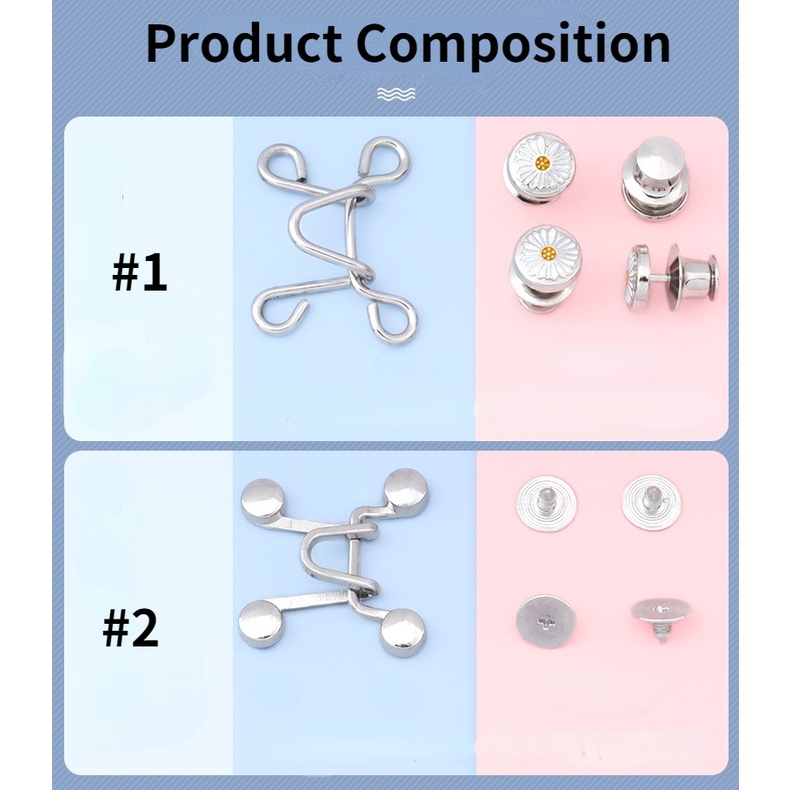 Set 6 cái nút bóp eo quần jean điiều chỉnh được hình hoa cúc