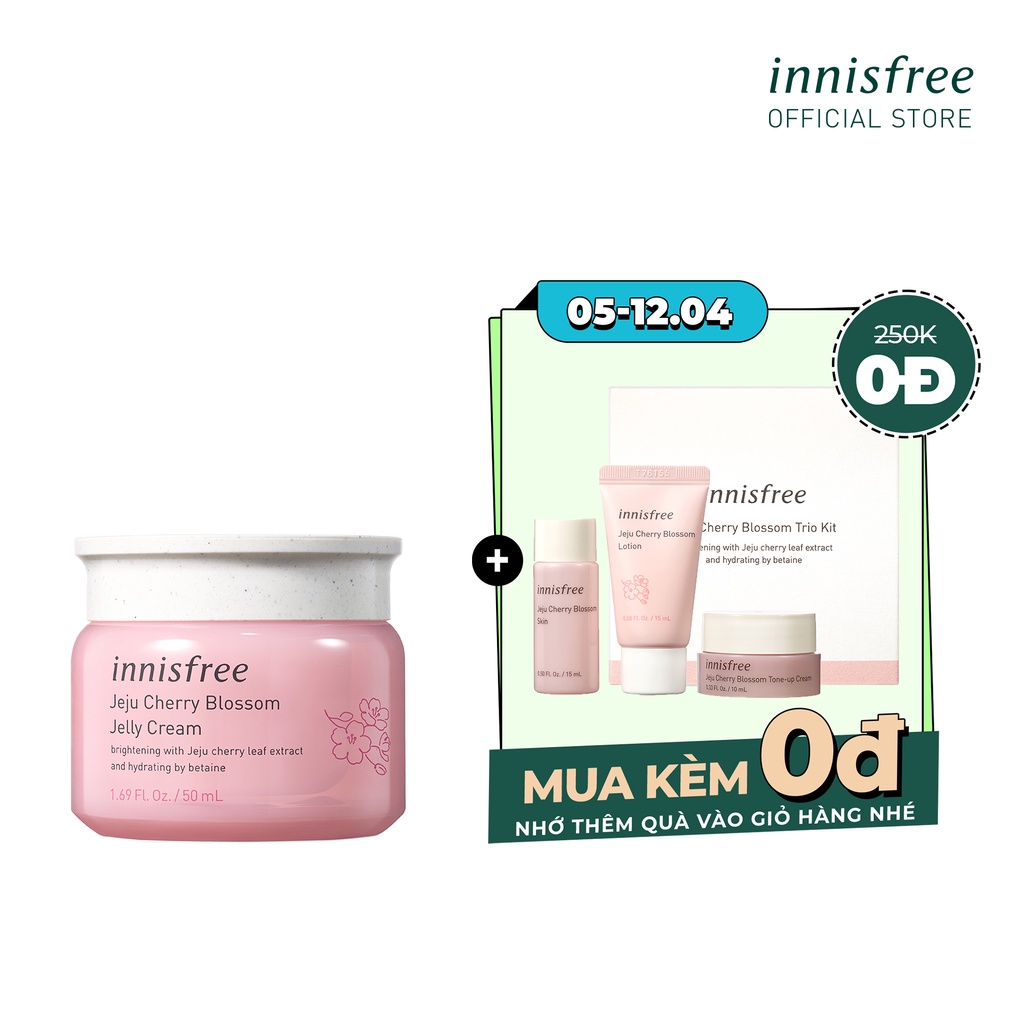 Kem dưỡng ẩm sáng da từ hoa anh đào đảo Jeju innisfree Cherry Blossom Jelly Cream 50ml