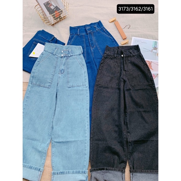 ✅Quần Baggy Jeans 2 Nút Ống Rộng