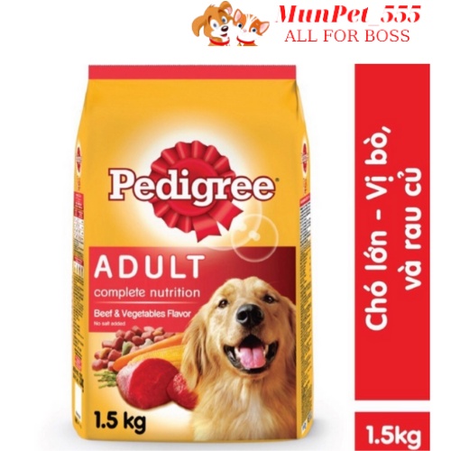 Thức ăn cho chó lớn Pedigree 1.5kg các vị nhập khẩu thái lan