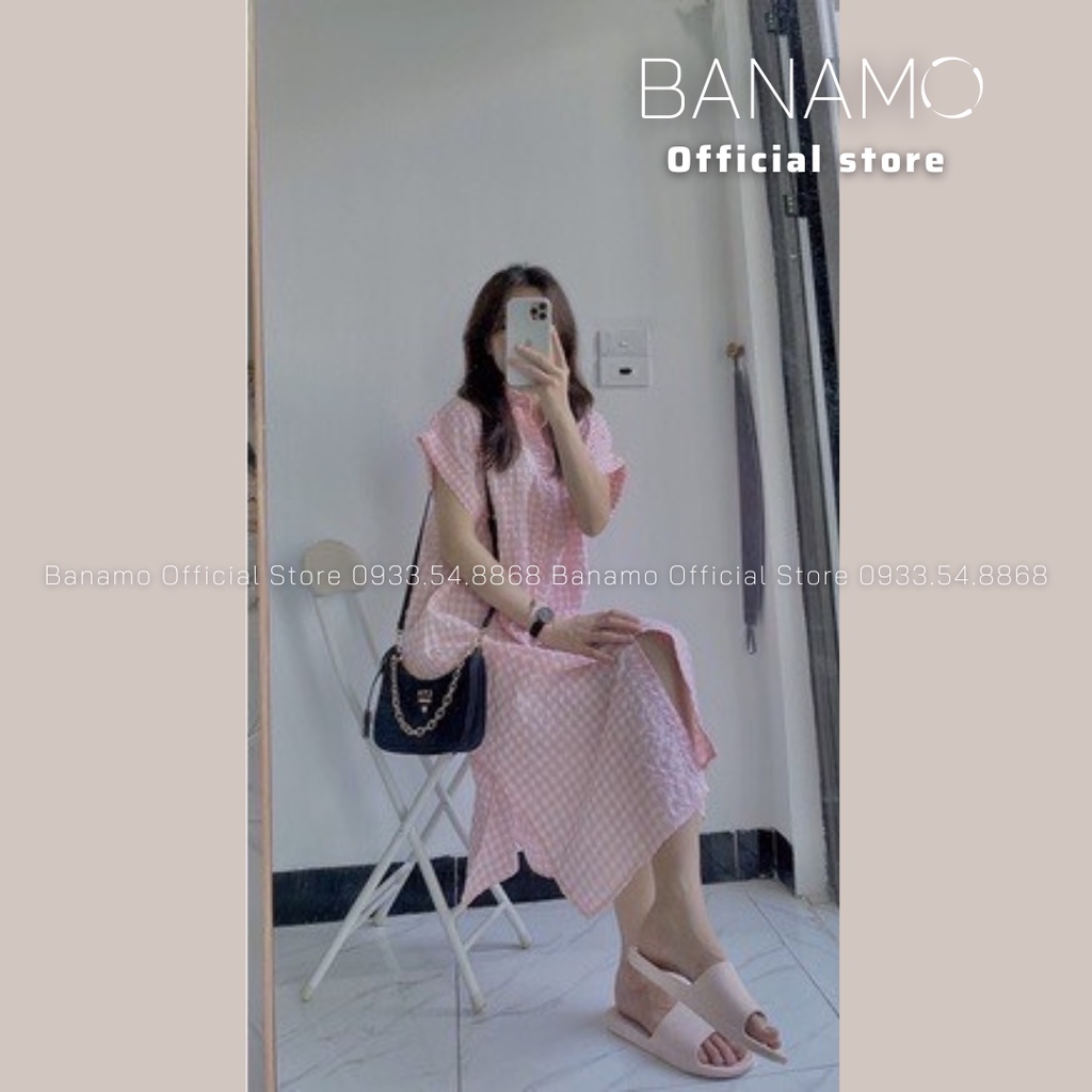 Đầm váy sơ mi suông kẻ caro nhiều màu siêu đẹp thời trang Banamo Fashion  sơ mi suông kẻ caro 5917