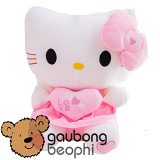 GẤU BÔNG KITTY ÔM TIM THÊU SIZE 30CM