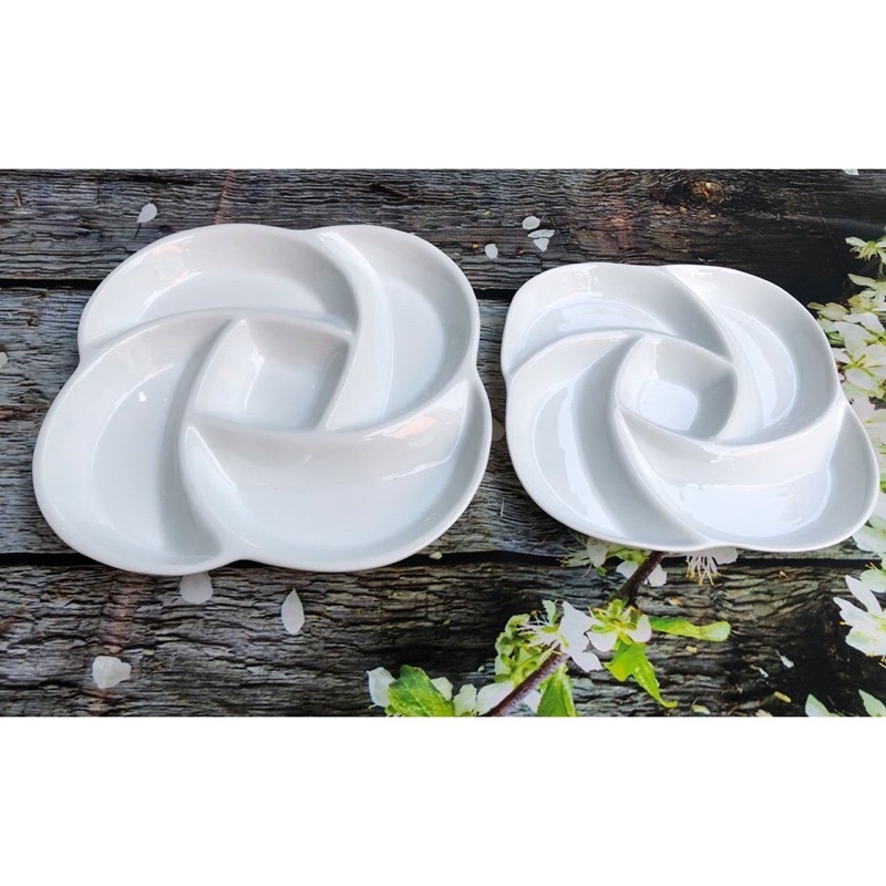 Đĩa Xoáy Hoa Hồng Đĩa Vuông Đĩa Xoáy Nhiều Ngăn Gốm Sứ Bát Tràng Cao Cấp Đựng Bánh Trôi Chay Rau Củ 2 Size