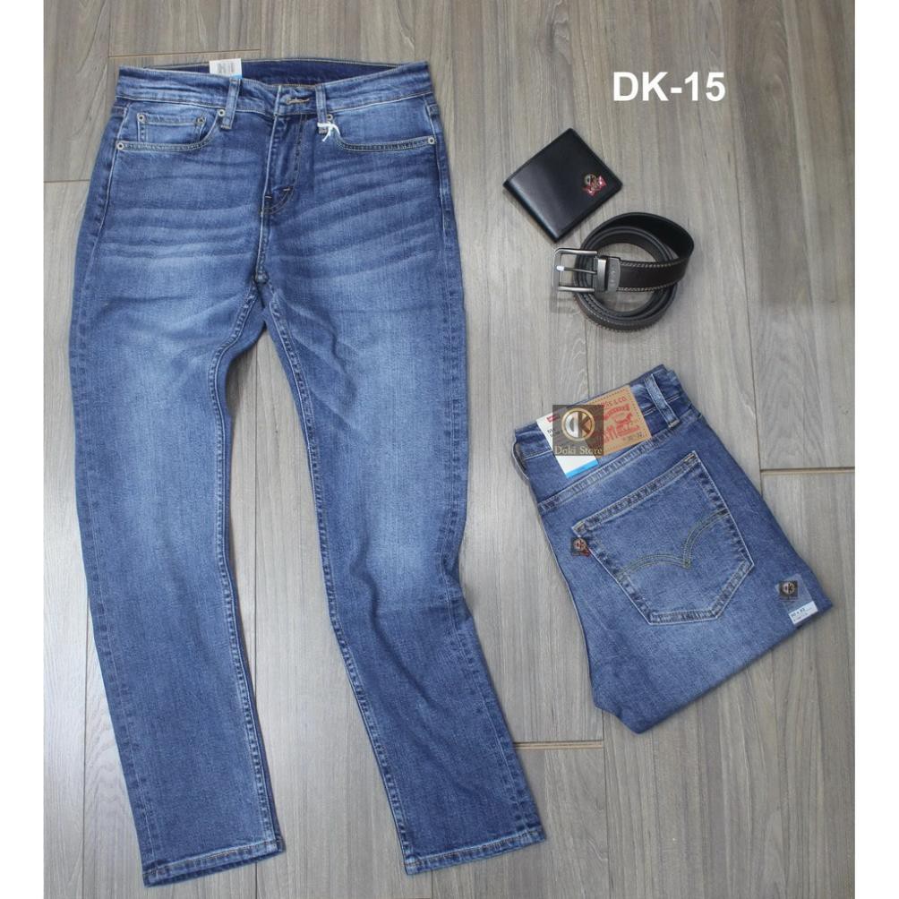 Quần Jean Nam Cao Cấp Màu Xanh Đậm DK-15, Quần bò nam dáng ôm, chất vải co giãn thoải mái - Doki Store