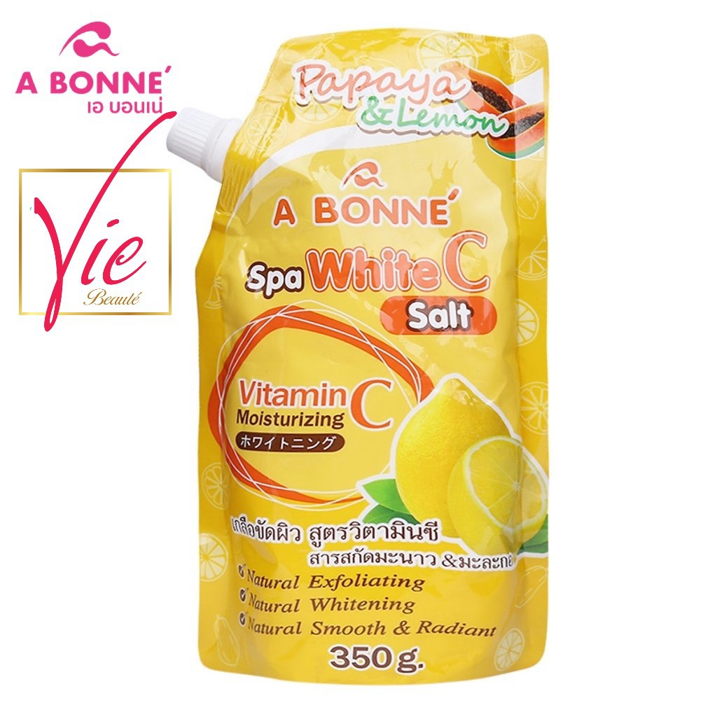 Muối Tắm A BONNÉ Spa White C Salt Vitamin C Papaya and Lemon Scrub sáng da, giảm mụn lưng 350G