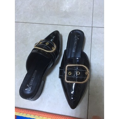 D156- Dép sục nữ da bóng quai ngang kèm ảnh thật