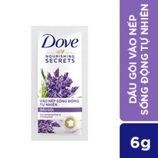 1 dây dầu gội Dove hương hoa oải hương vào nếp tự nhiên 6g
