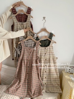Váy yếm dạ kẻ caro