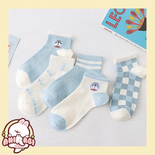 Tất vớ xanh biển nhạt họa tiết Doraemon cổ thấp unisex nam nữ cực kỳ dễ thương