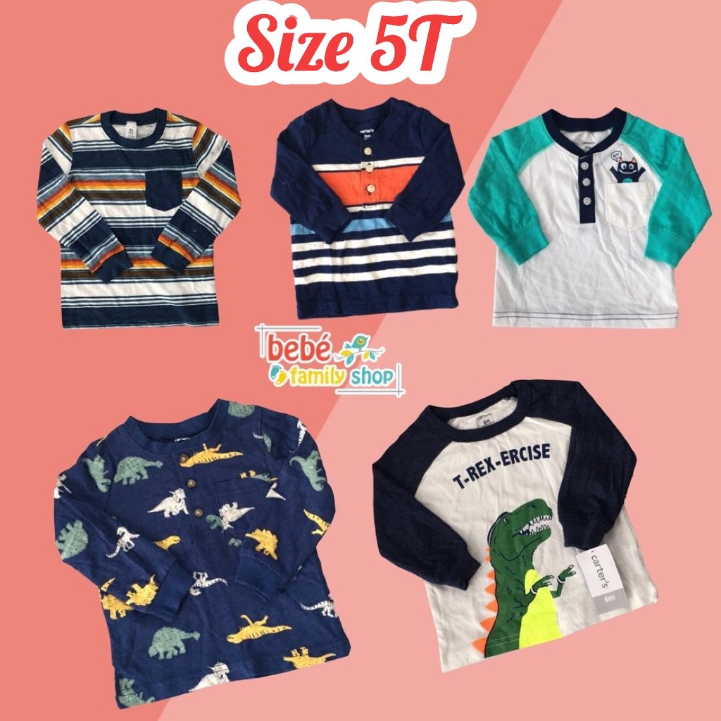 [Size 5T] Áo thun bé trai tay dài Carters/ áo thun bé trai dài tay thun cotton xuất dư - ATD - bebefamilyshop