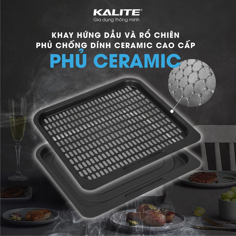 [Mã ELHADEV giảm 4% đơn 300K] Nồi chiên không dầu Kalite KL 1200 dung tích 12L công suất 1800W ướp gà nướng nguyên con