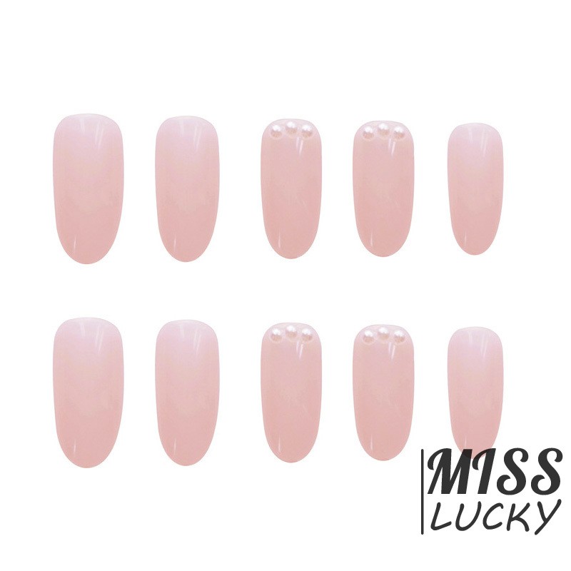 [Hàng mới về] 24 móng tay giả dáng dài đính ngọc trai nhân tạo có thể tháo rời